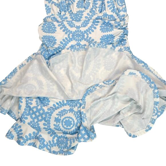 Boho Floral Print Backless Halter Romper Small Ruffle Hem Summer Resortwear READ - Picture 10 of 16